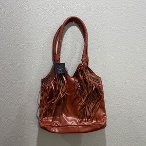 NWT Area Stars Boho-Chic Fringed & Embellished Brown Shoulder Bag 🤎✨